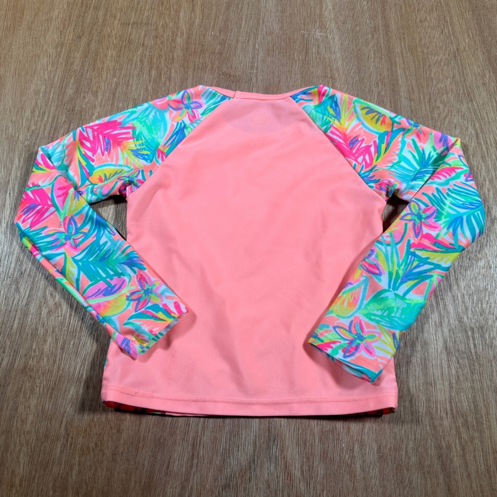 Wonder Nation Girls XS 4-5 Rash Guard Swim Top UPF Long Sleeve Tropical Peach - Picture 2 of 5